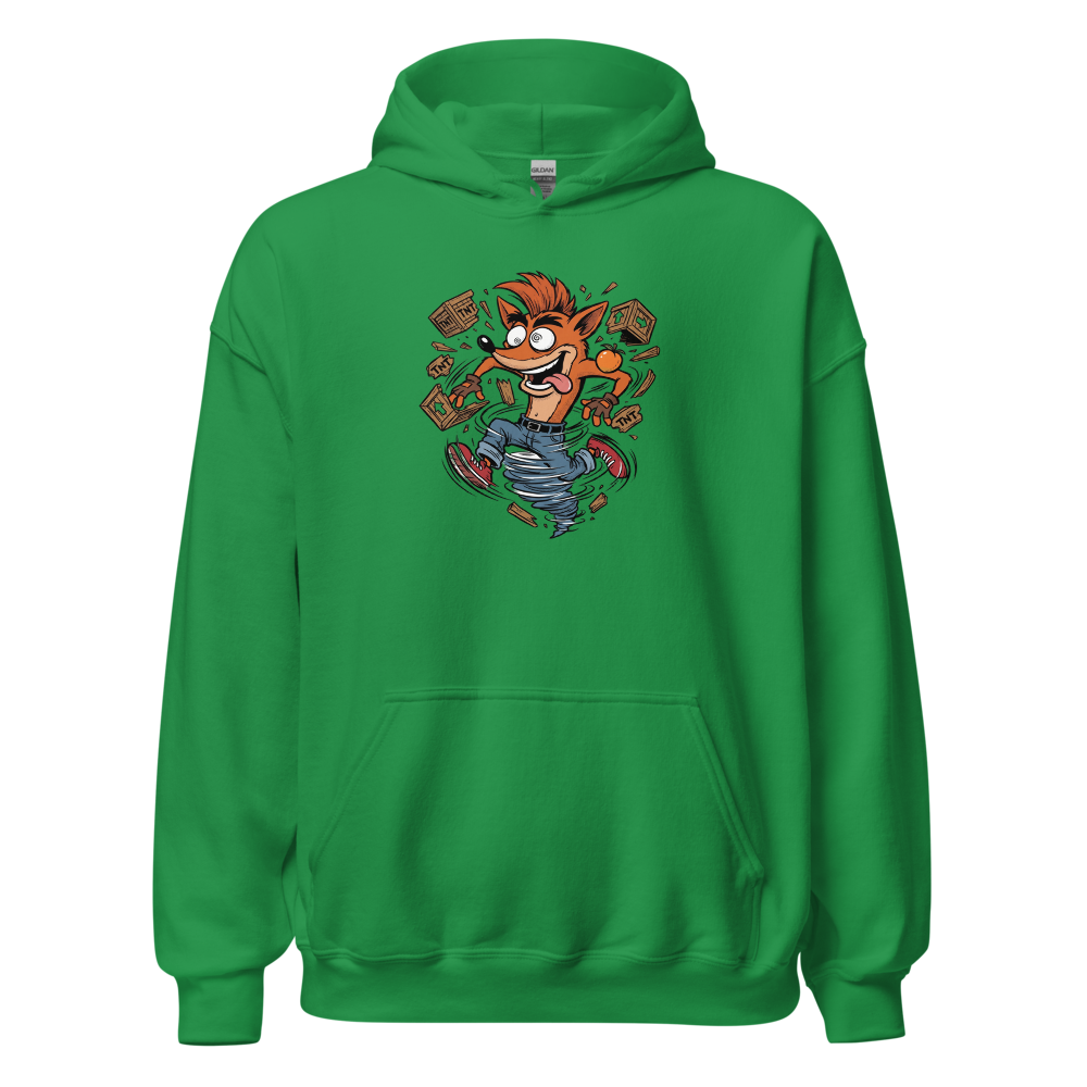 Spin Attack Marsupial Crate Smasher Retro Gaming Tee — irish green front view