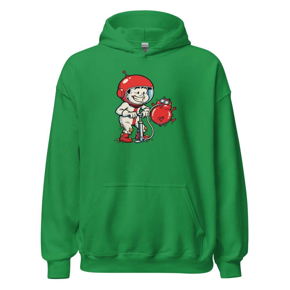 Retro Arcade Pump Clown Comic Ink Graphic Tee — irish green front view