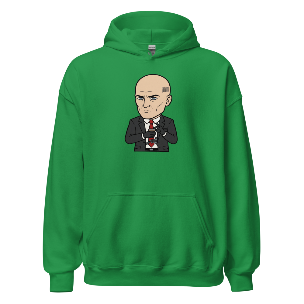 Deadpan Bald Assassin Cappuccino Order Tee â€” Irish Green front view