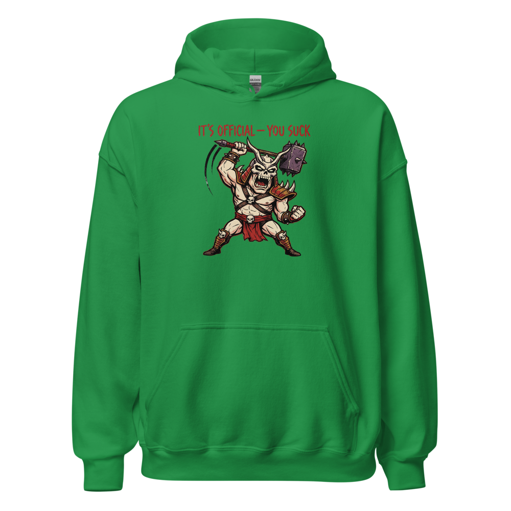 It's Official You Suck Warhammer Emperor Punk Tee — irish green front view