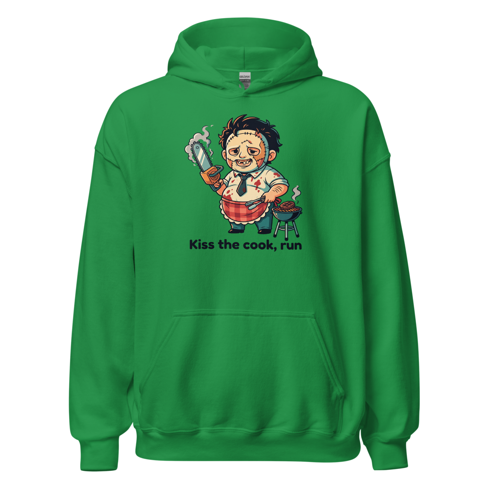 Chibi Slasher Grill Dad Chainsaw BBQ Horror Tee — irish green front view