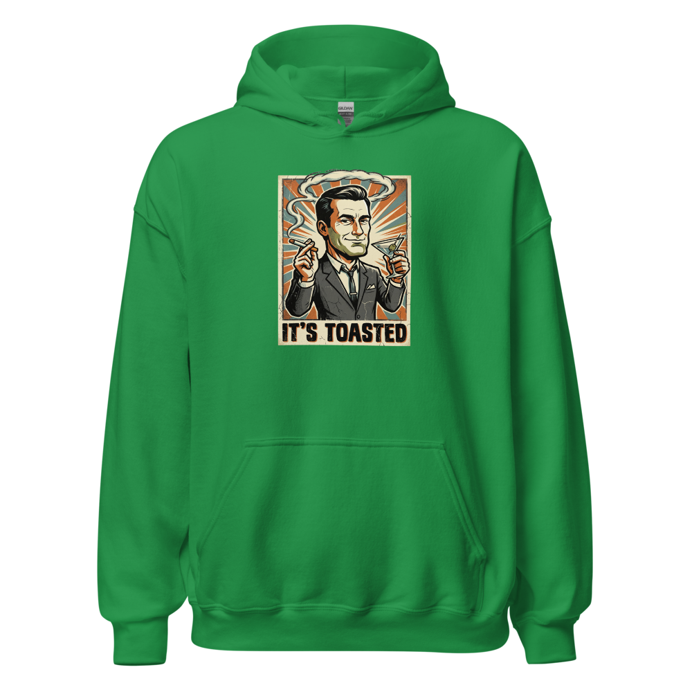 It's Toasted Sixties Ad Man Martini Propaganda Tee — irish green front view