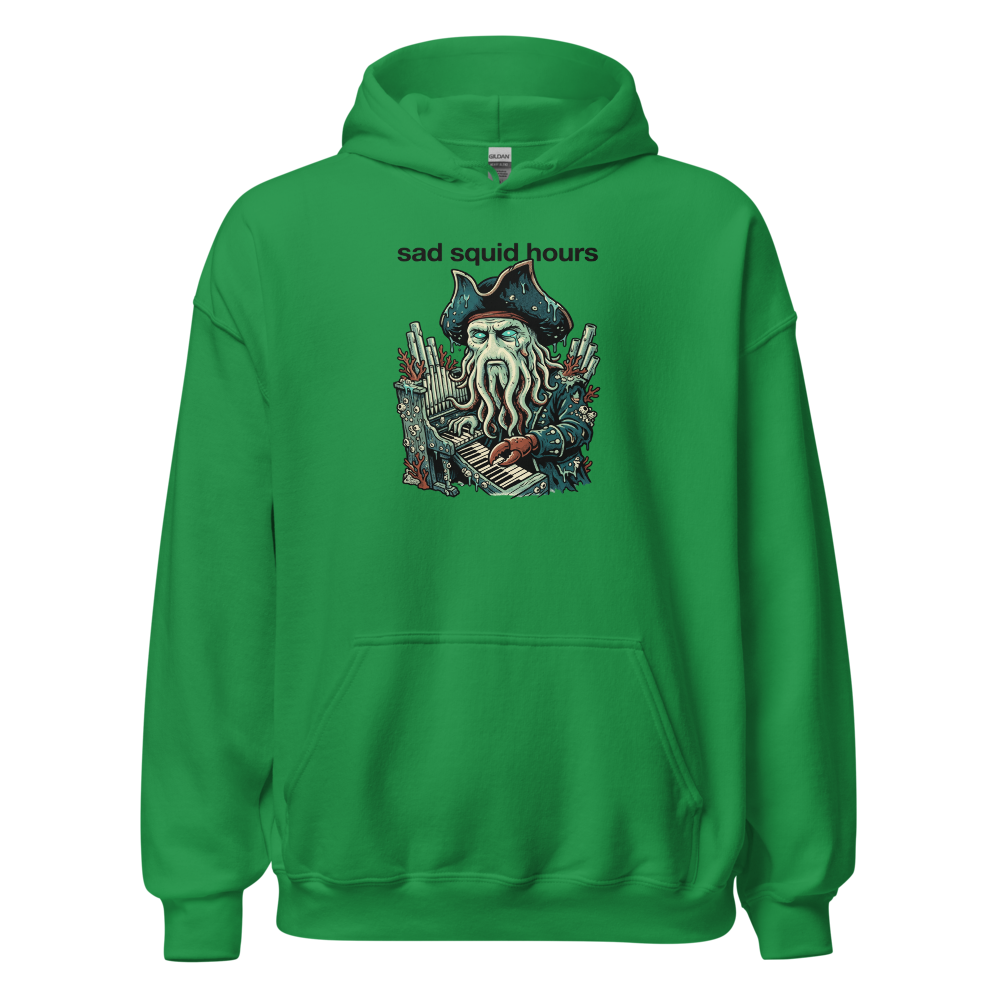 Sad Squid Hours Cursed Sea Captain Pop Art Tee — irish green front view