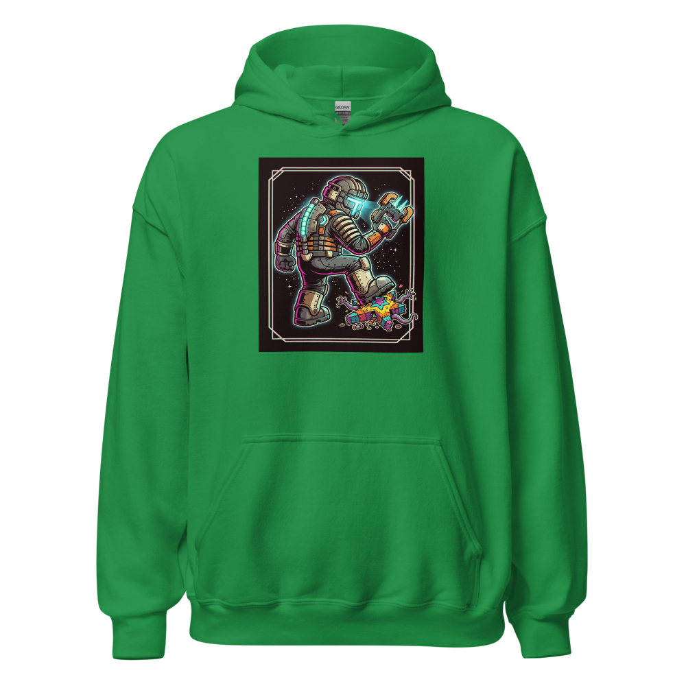 Haunted Space Engineer Piñata Stomp Neon Noir Tee — irish green front view