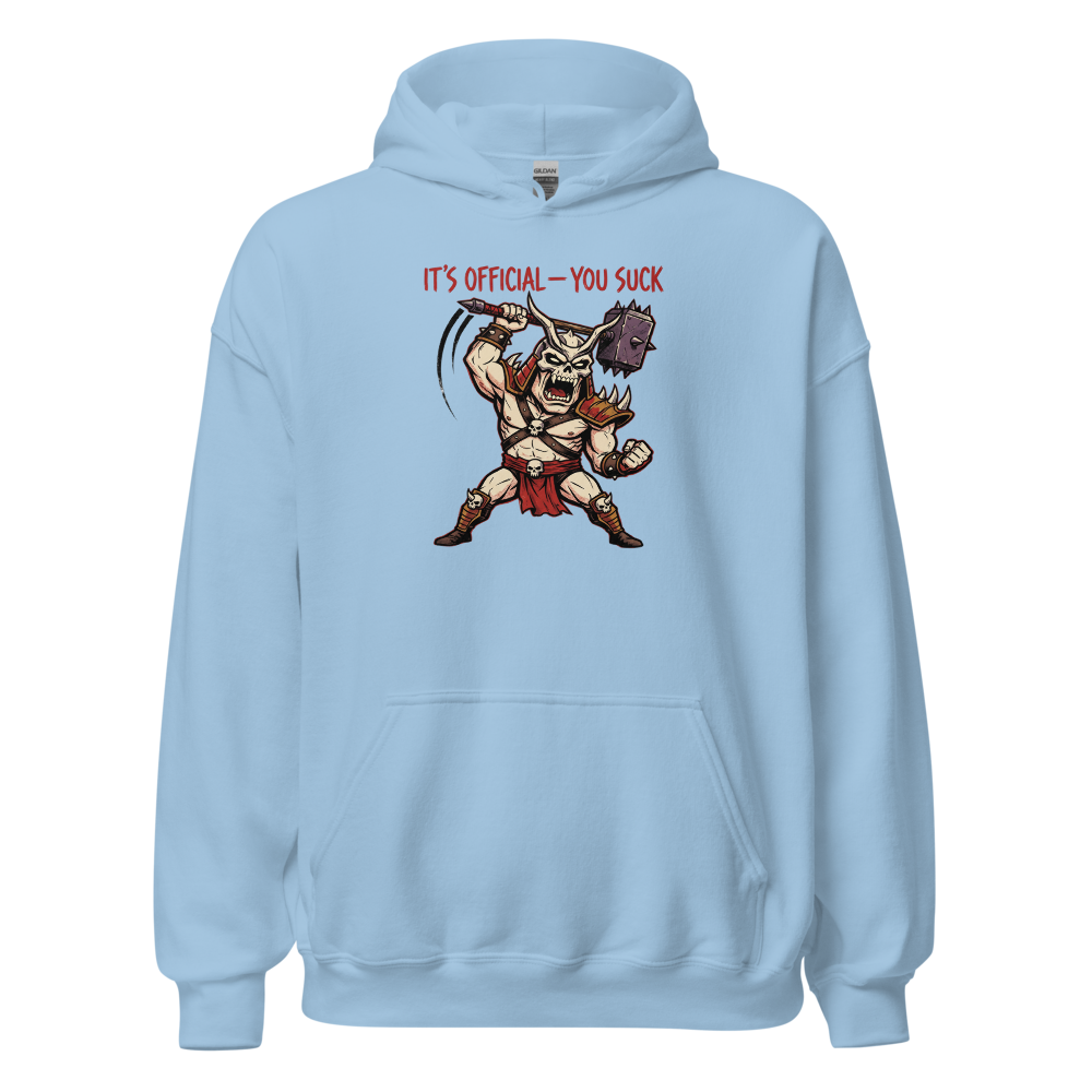 It's Official You Suck Warhammer Emperor Punk Tee — light blue front view
