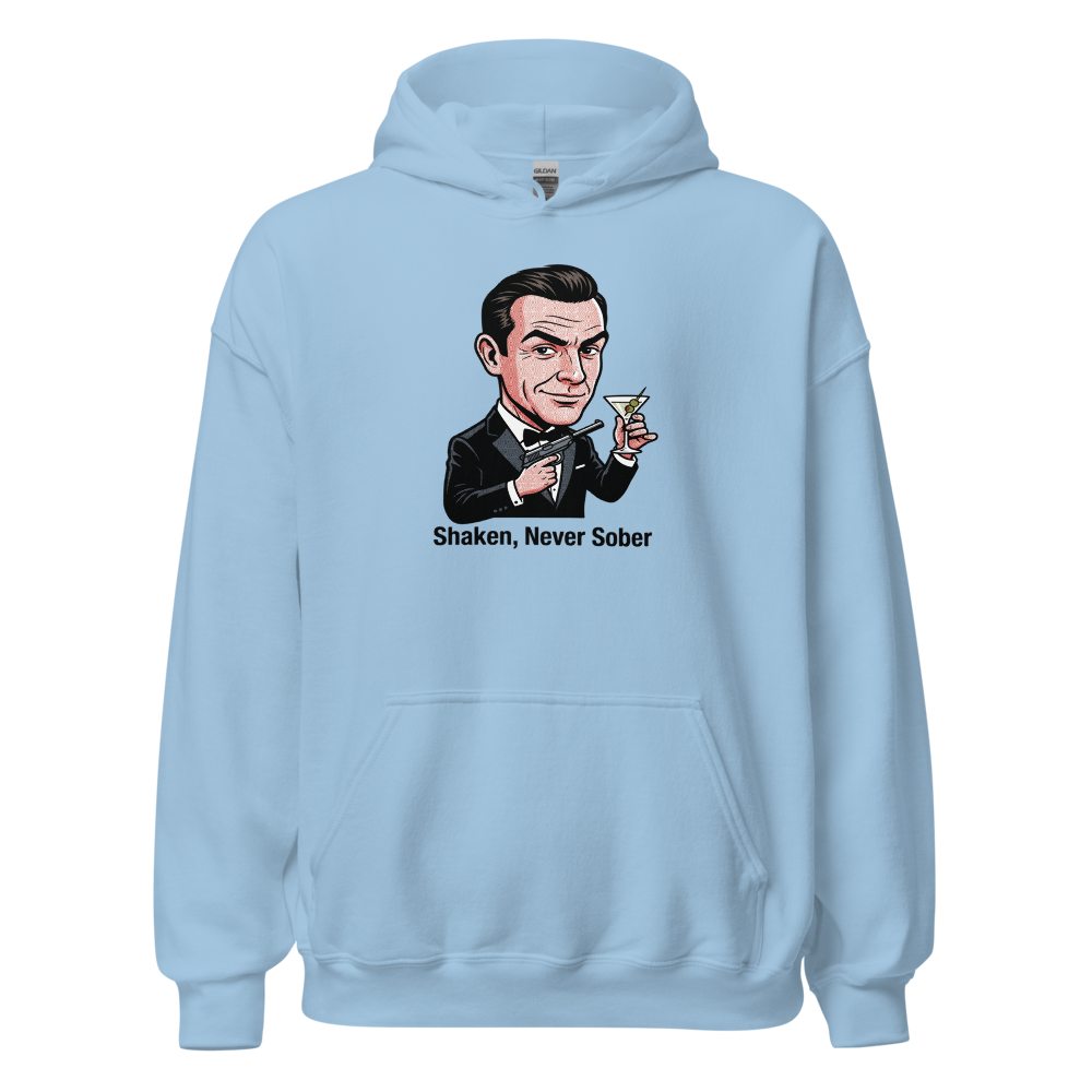 Pop Art Super Spy Martini Tuxedo Tee — Hoodie — light blue front view