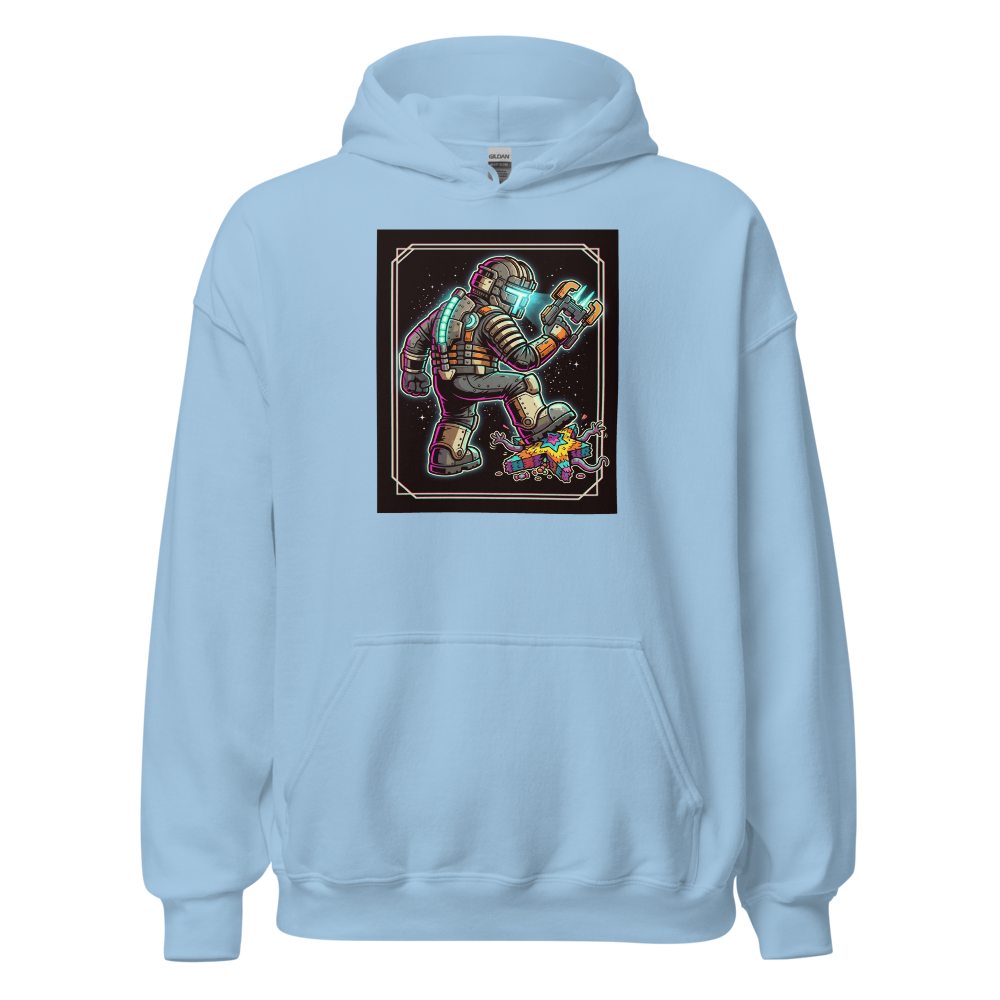 Haunted Space Engineer Piñata Stomp Neon Noir Tee — light blue front view