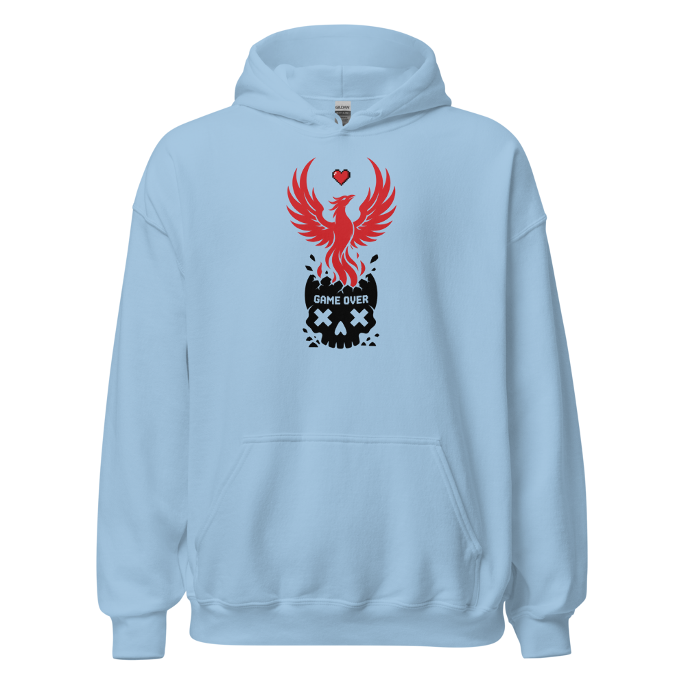 Respawn Firebird Pixel Heart Silhouette Gamer Tee — light blue front view