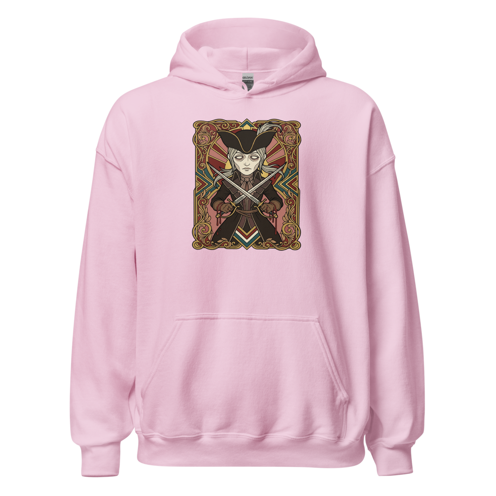 Clocktower Hunter Twin Blades Deco Duel Tee — light pink front view