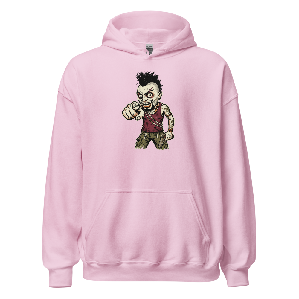 Unhinged Jungle Warlord Punk Caricature Tee — light pink front view