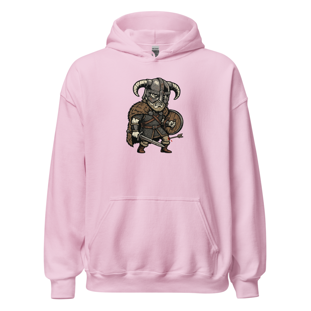 Horned Helmet Hero Arrow To The Knee Woodcut Tee — light pink front view