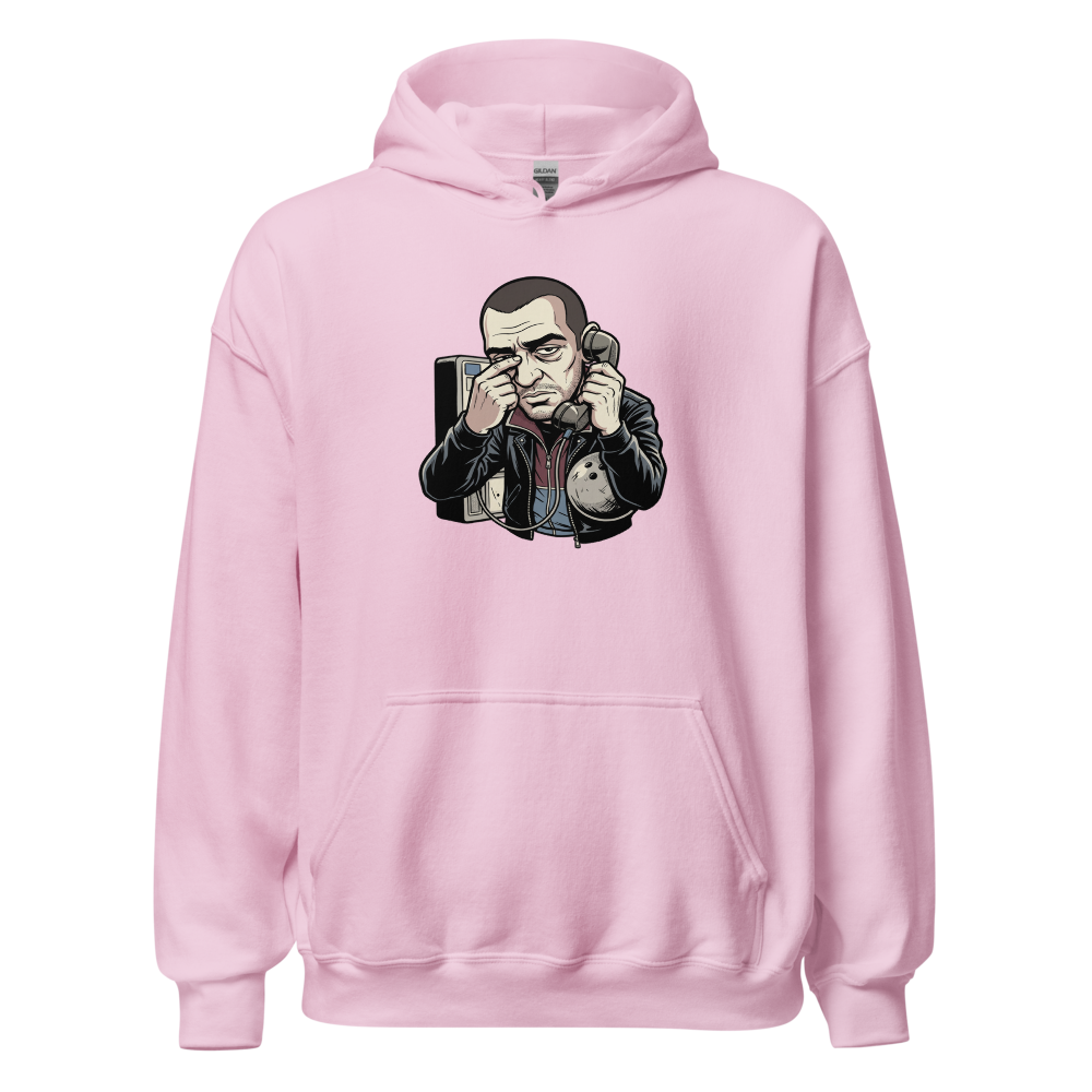 Eastern European Antihero Bowling Payphone Tee — light pink front view