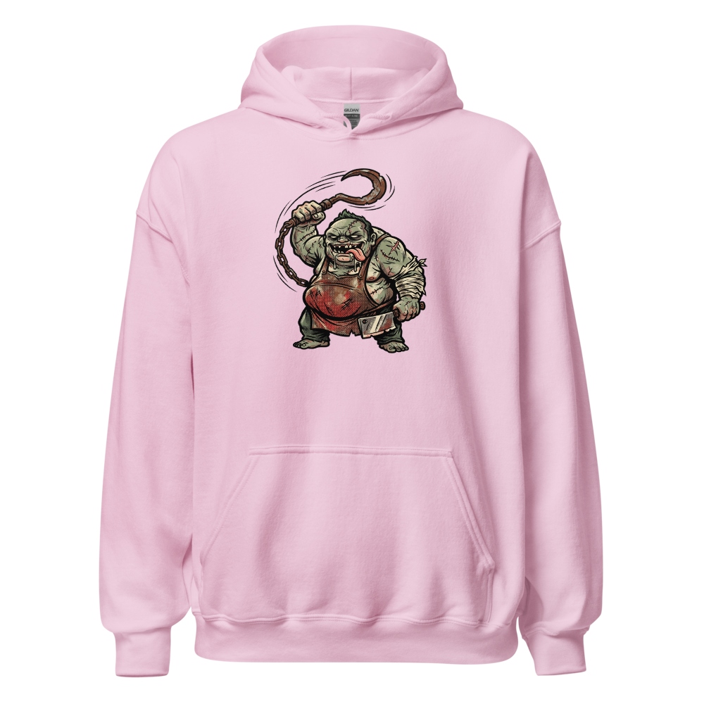 Butcher Hook Pop Art Halftone Gaming Tee — light pink front view