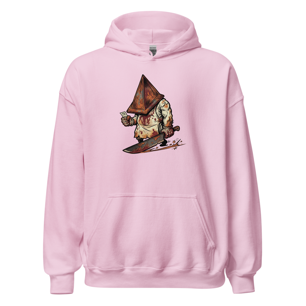 Horror Executioner at the DMV Halftone Parody Tee — light pink front view