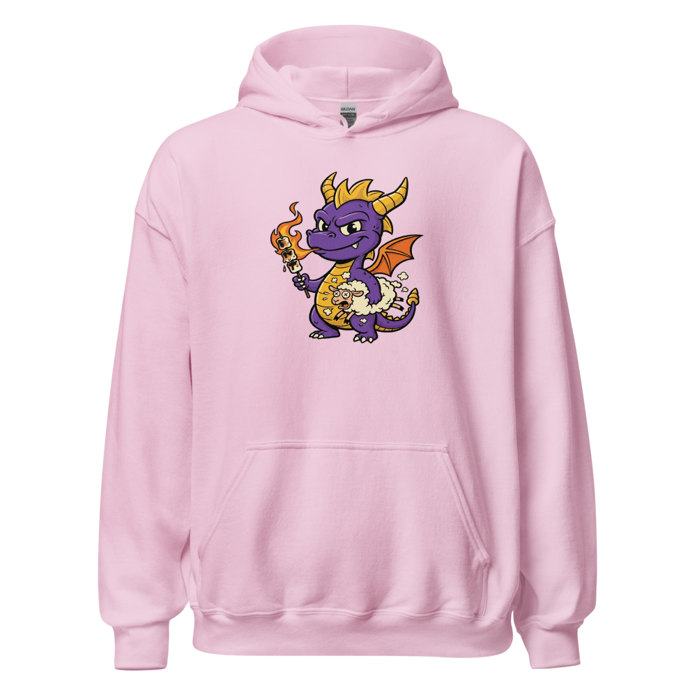 Purple Dragon Marshmallow Roast Retro Gamer Tee — light pink front view