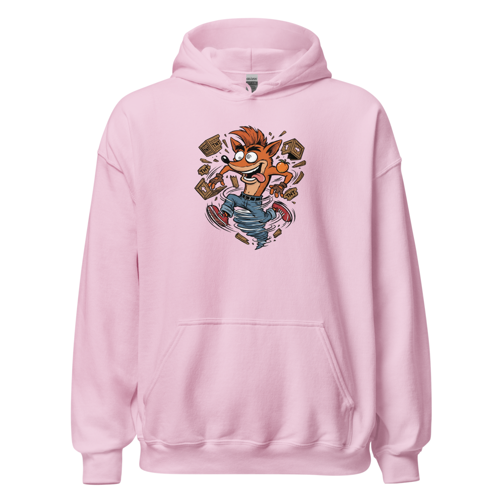 Spin Attack Marsupial Crate Smasher Retro Gaming Tee — light pink front view
