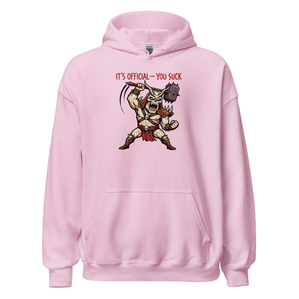 It's Official You Suck Warhammer Emperor Punk Tee — light pink front view