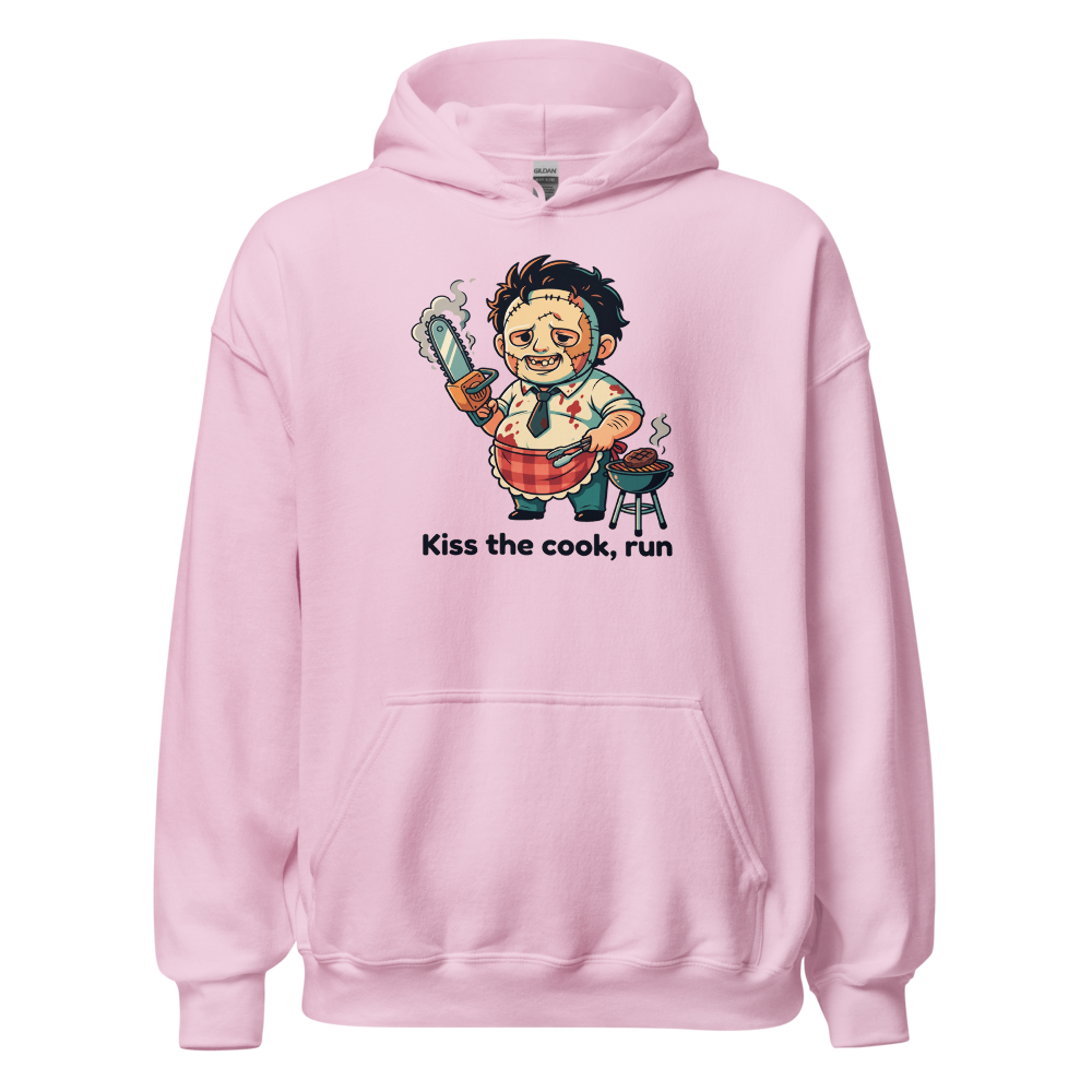 Chibi Slasher Grill Dad Chainsaw BBQ Horror Tee — light pink front view