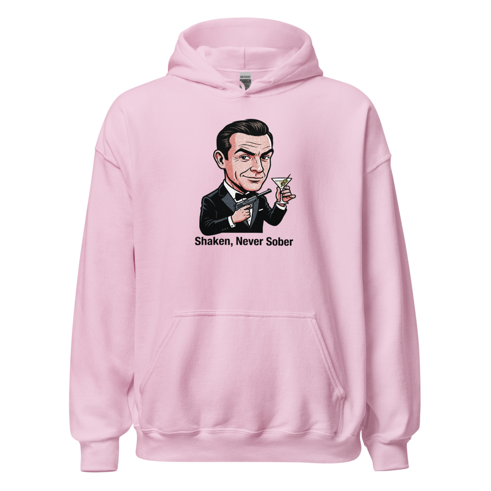 Pop Art Super Spy Martini Tuxedo Tee — Hoodie — light pink front view
