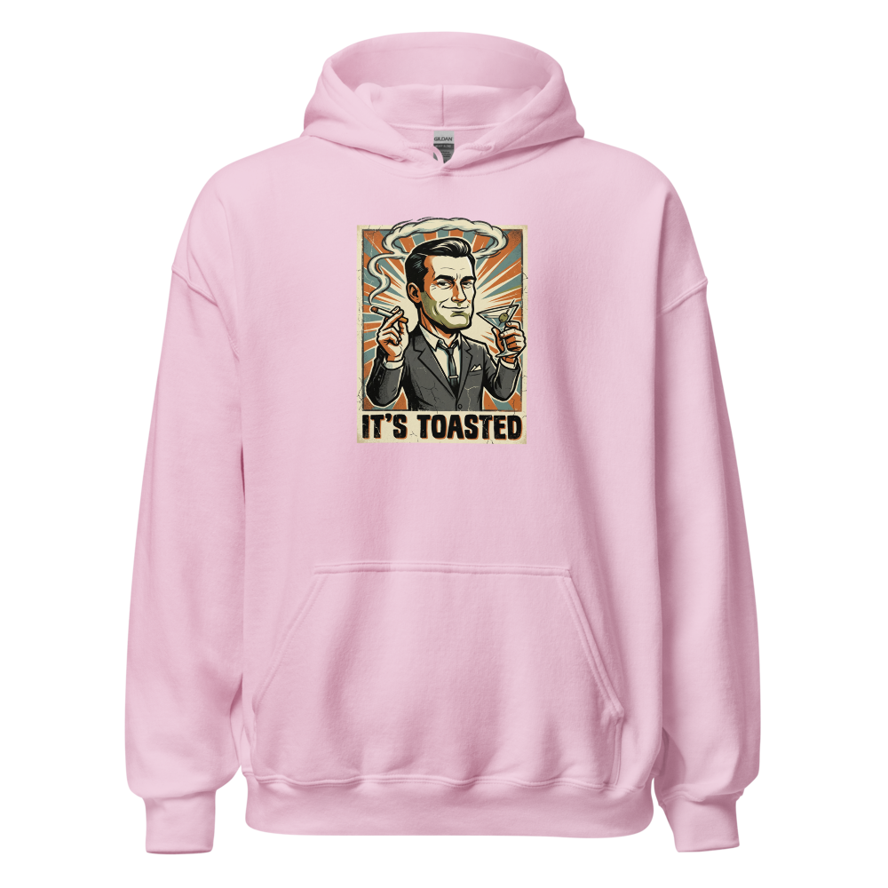 It's Toasted Sixties Ad Man Martini Propaganda Tee — light pink front view