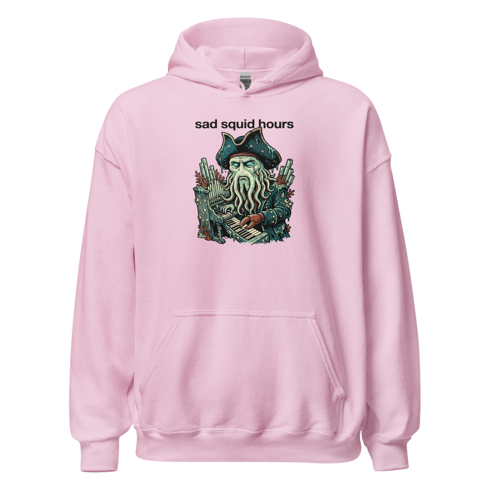 Sad Squid Hours Cursed Sea Captain Pop Art Tee — light pink front view