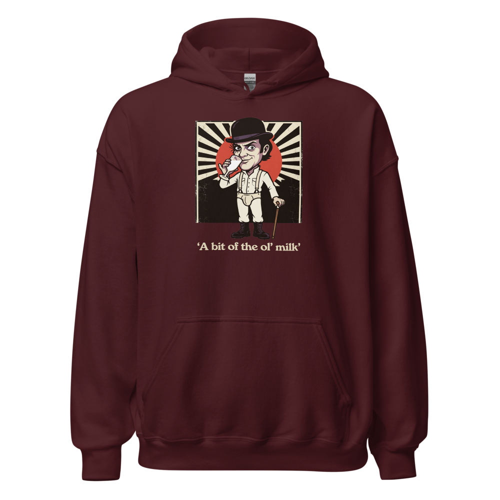 Milk Bar Droog Propaganda Screenprint Tee — maroon front view