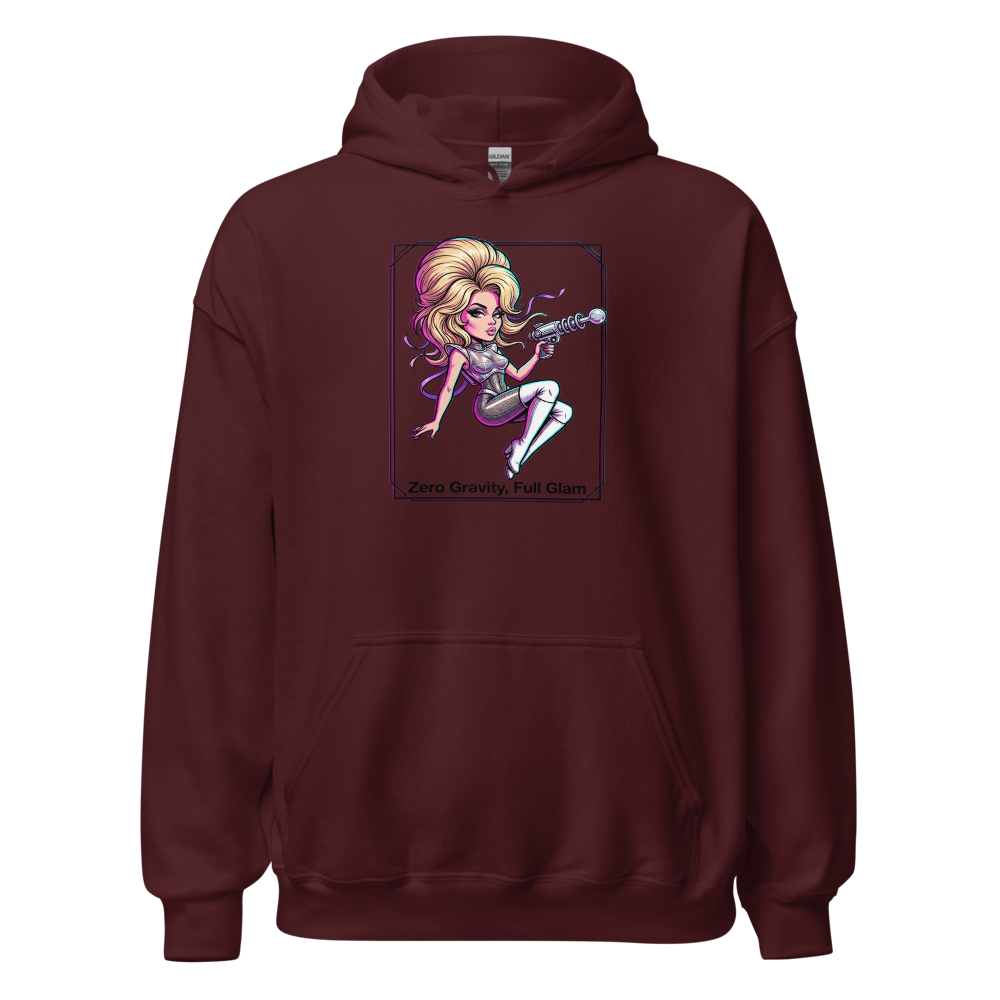 Zero Gravity Full Glam Space Siren Sci-Fi Tee — maroon front view