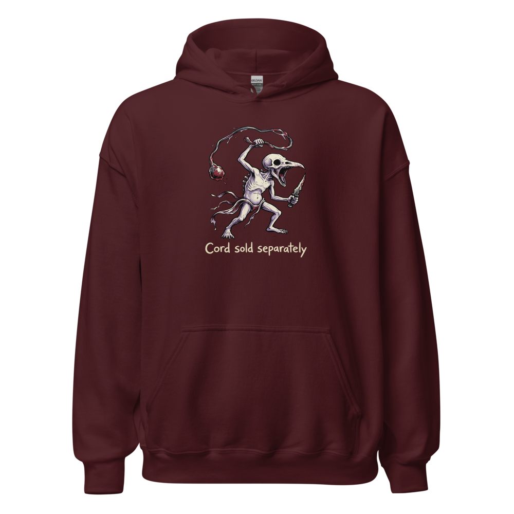 Cord Sold Separately Punk Eldritch Newborn Boss Tee — maroon front view
