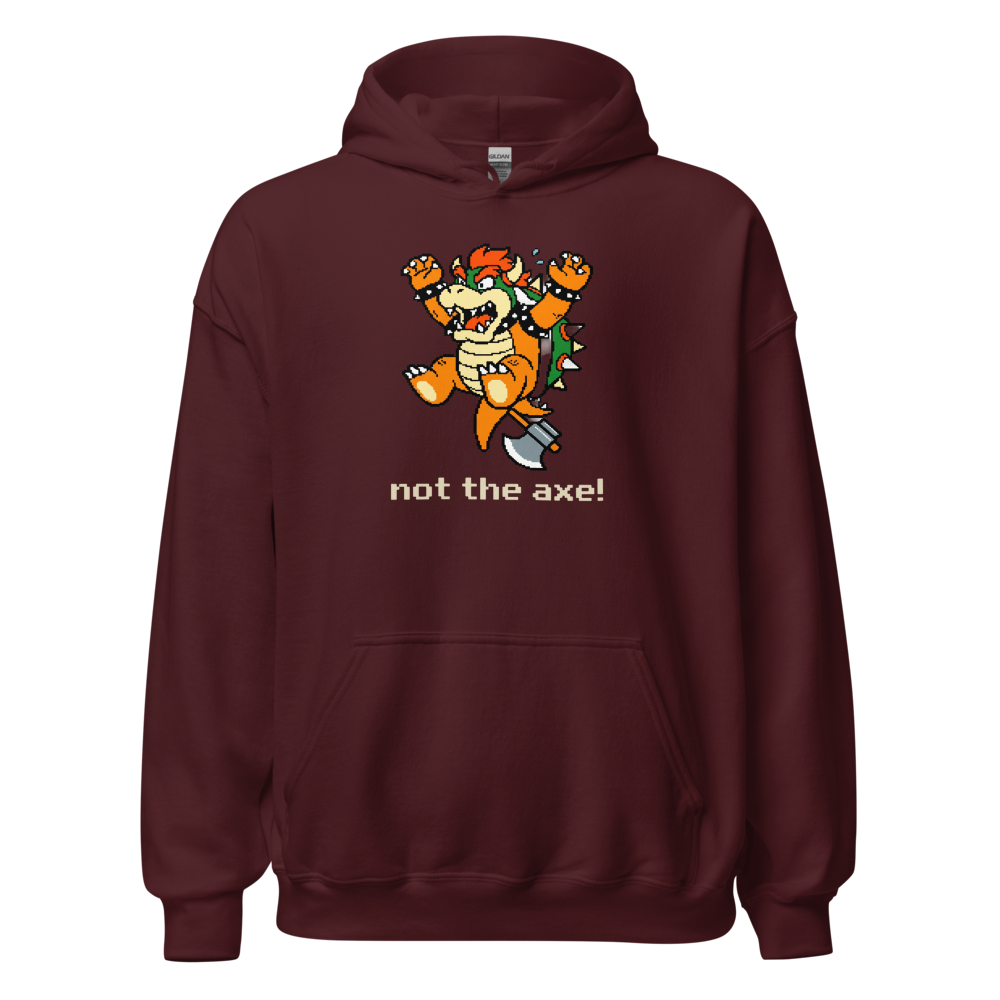 Not The Axe Pixel Boss Retro Gamer Tee — maroon front view