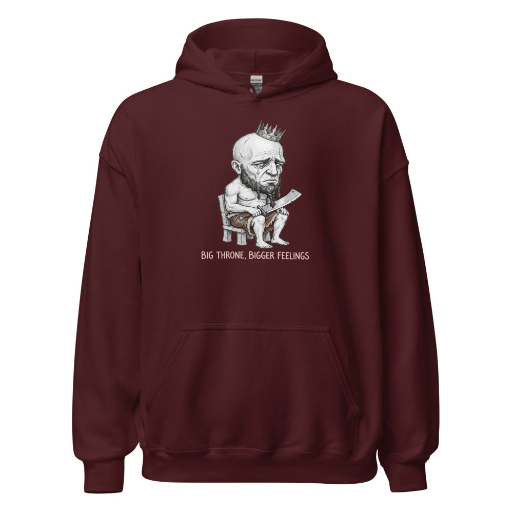 Sad Giant King Tiny Throne Sketch Tee — maroon front view