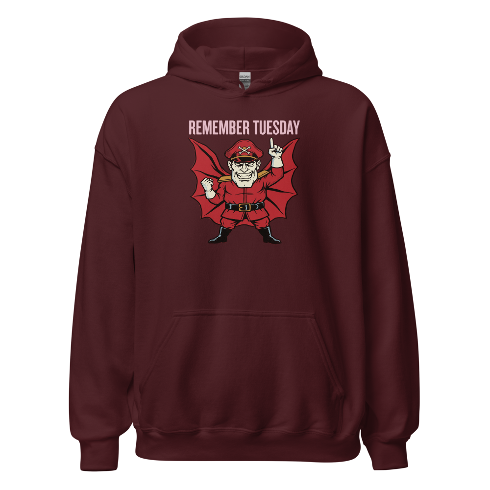Remember Tuesday Cape Dictator Punk Boss Tee — maroon front view