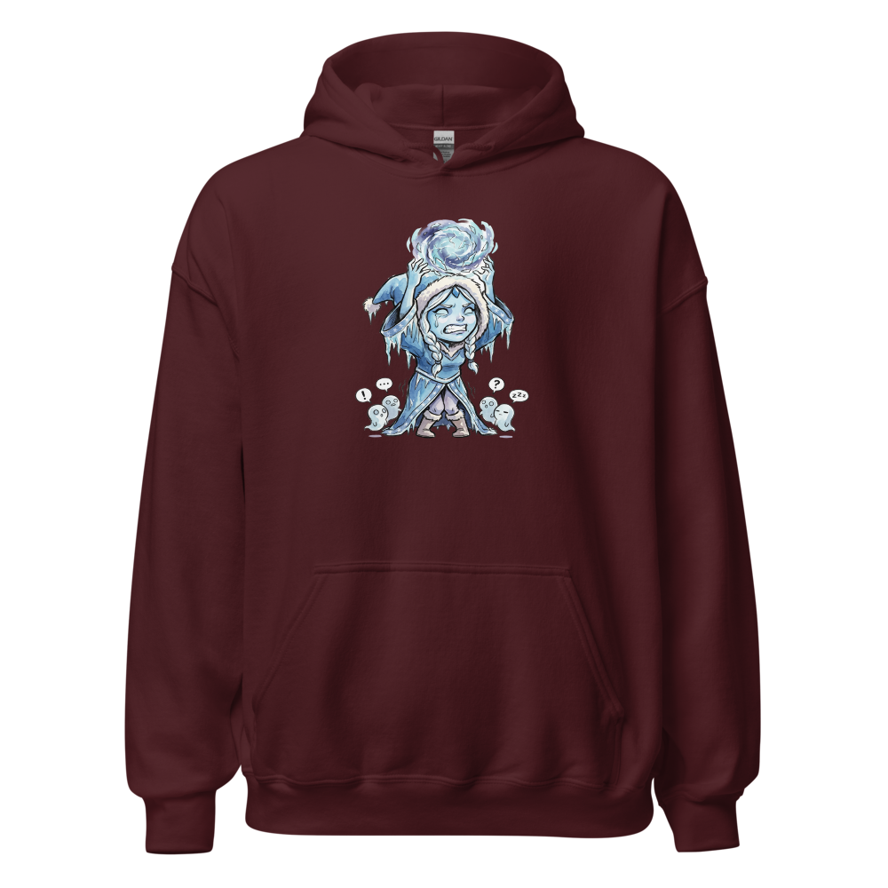 Shivering Ice Mage Solo Ult MOBA Watercolor Tee — maroon front view