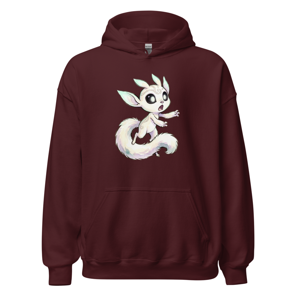 Glowing Forest Sprite Watercolor Caricature Tee â€” Maroon front view