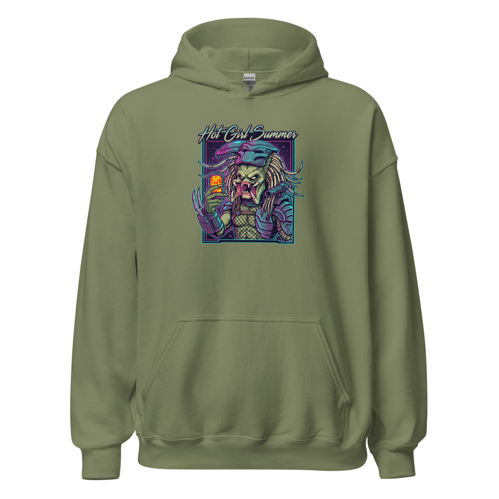Thermal Selfie Hot Girl Summer Cyberpunk Tee — military green front view