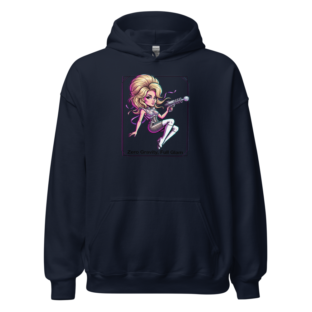 Zero Gravity Full Glam Space Siren Sci-Fi Tee — navy front view