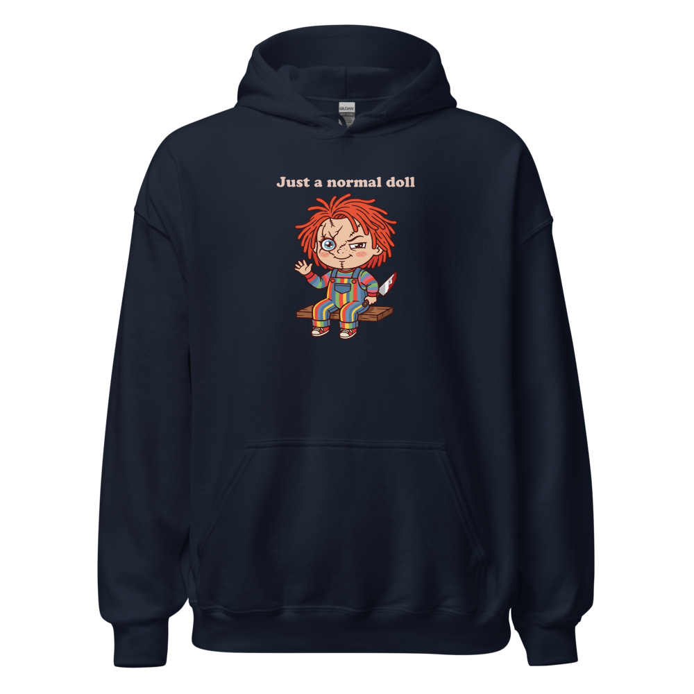 Just A Normal Doll Kawaii Killer Toy Horror Tee — navy front view