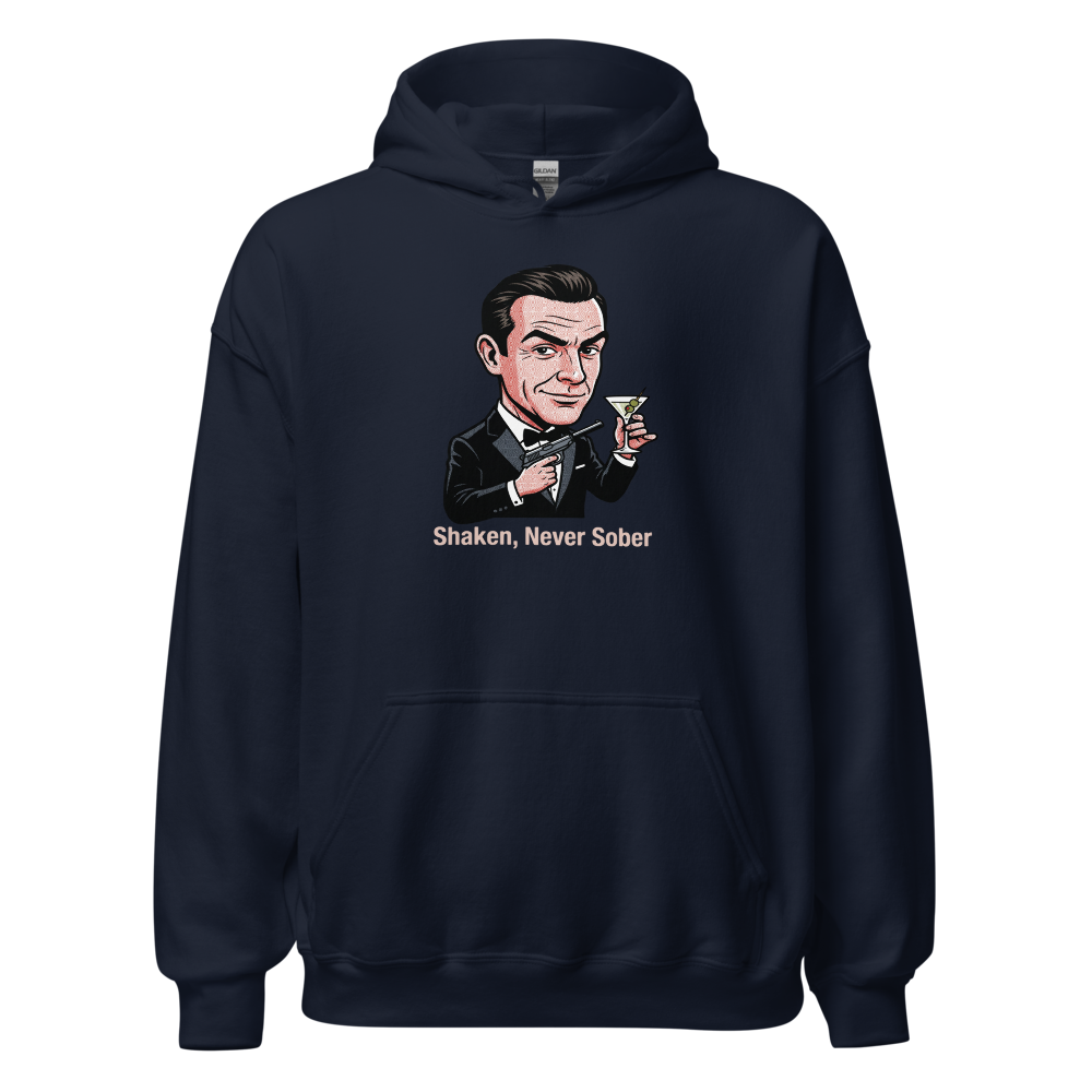 Pop Art Super Spy Martini Tuxedo Tee — Hoodie — navy front view