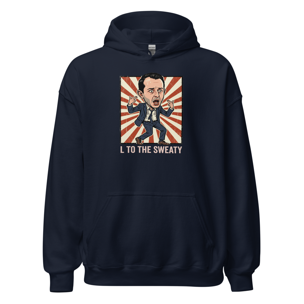 L To The Sweaty Corporate Rap Parody Tee — navy front view