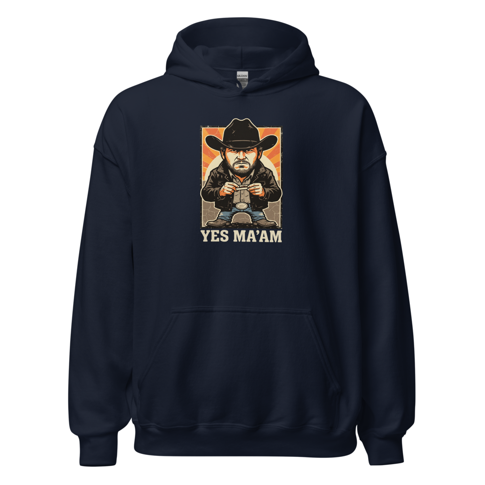 Yes Ma'am Ranch Hand Sunset Cowboy Western Tee — navy front view