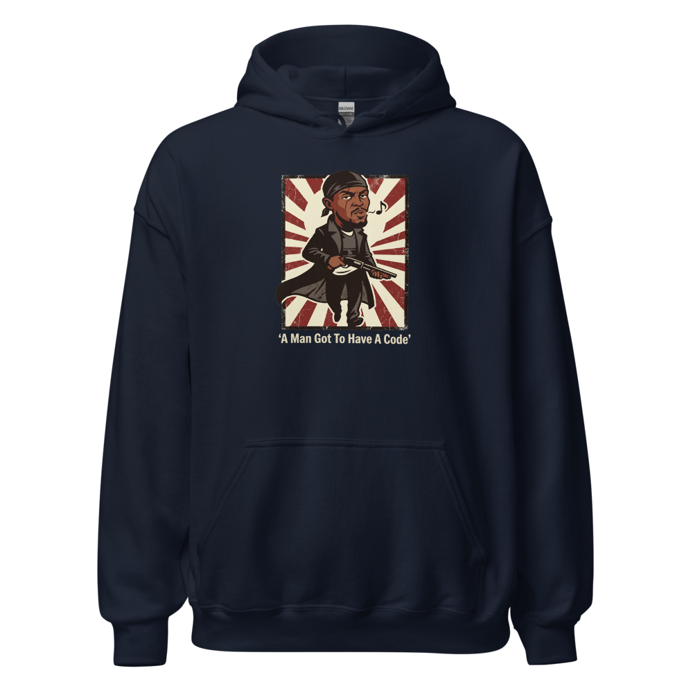 Whistling Stick-Up Man Code Propaganda Tee — navy front view