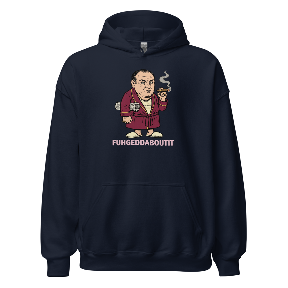 Bathrobe Mob Boss Morning Newspaper Cigar Tee — navy front view