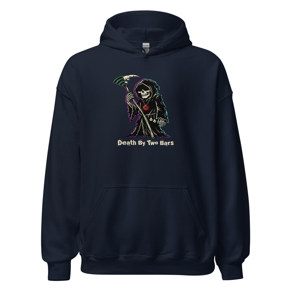 Death By Two Bars Wi-Fi Reaper Punk Gamer Tee — navy front view