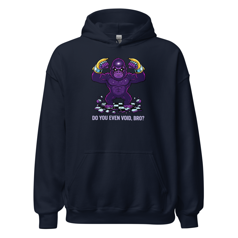 Cosmic Gorilla Boss Halftone Pop Art Tee — navy front view