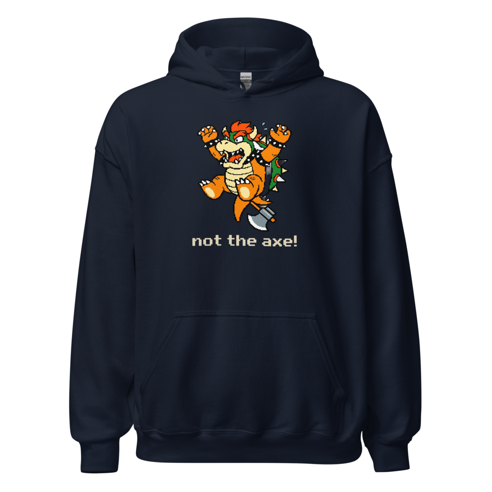 Not The Axe Pixel Boss Retro Gamer Tee — navy front view