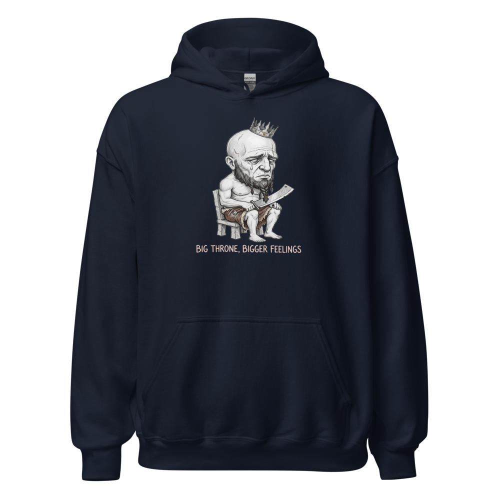 Sad Giant King Tiny Throne Sketch Tee — navy front view
