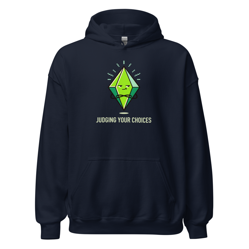 Judging Your Choices Floating Green Diamond Gamer Tee — navy front view