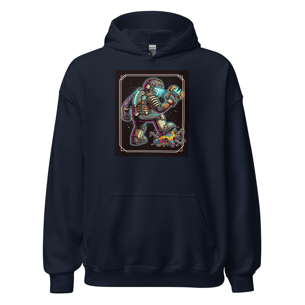 Haunted Space Engineer Piñata Stomp Neon Noir Tee — Hoodie — navy front view
