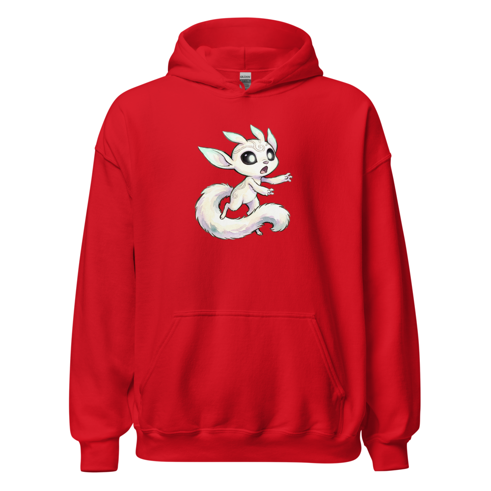 Glowing Forest Sprite Watercolor Caricature Tee — red front view