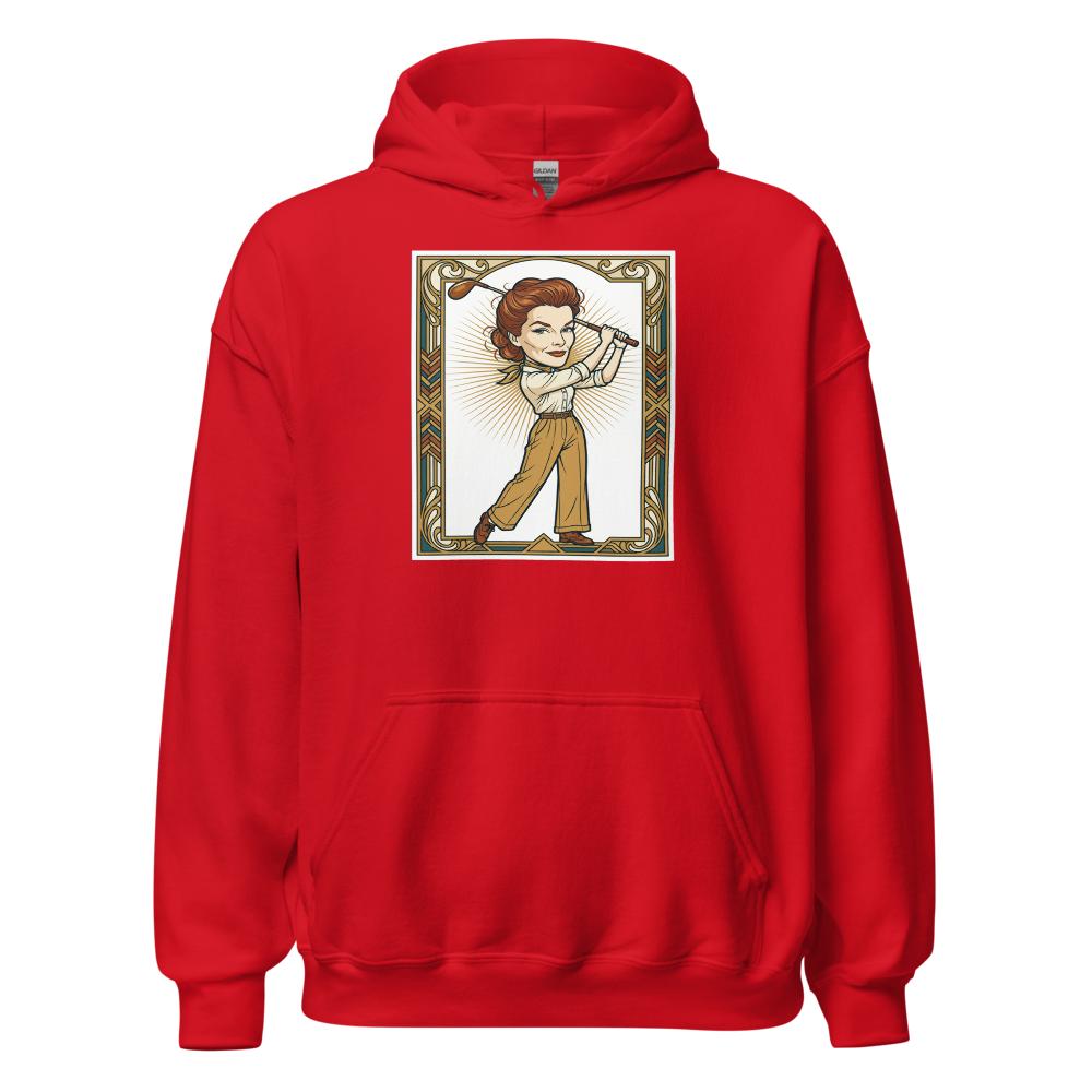 Jazz Age Golf Champion Art Deco Caricature Tee — red front view
