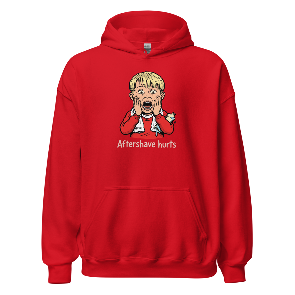 Aftershave Hurts Suburban Scream Comedy Tee — red front view